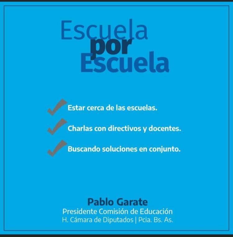 Pablo Garate continúa con su recorrida virtual "Escuela por escuela"