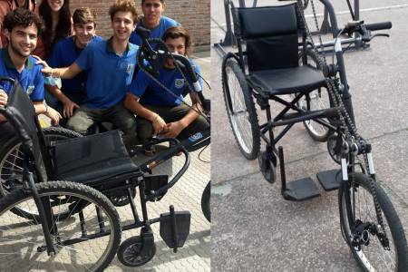 Alumnos de la Escuela Técnica junto al área de Discapacidad adaptaron una silla de ruedas para que un adulto pueda movilizarse