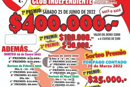 Club Independiente sale a la calle con su rifa 83° aniversario