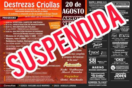 Destrezas Criollas en Arroyo Venado: suspendido