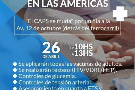 Semana de Vacunación en las Américas: El CAPS San Martín atenderá en el Paseo del Riel
