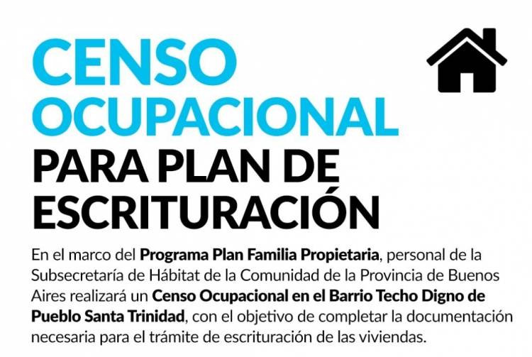 CENSO OCUPACIONAL PARA PLAN DE ESCRITURACIÓN– PLAN FAMILIA PROPIETARIA