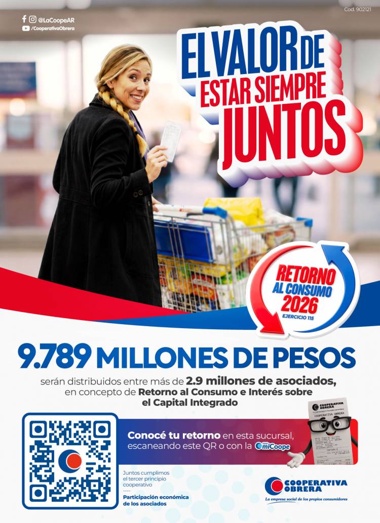 La Coope distribuye $9.789 millones entre sus asociados  en concepto de Retorno e Intereses