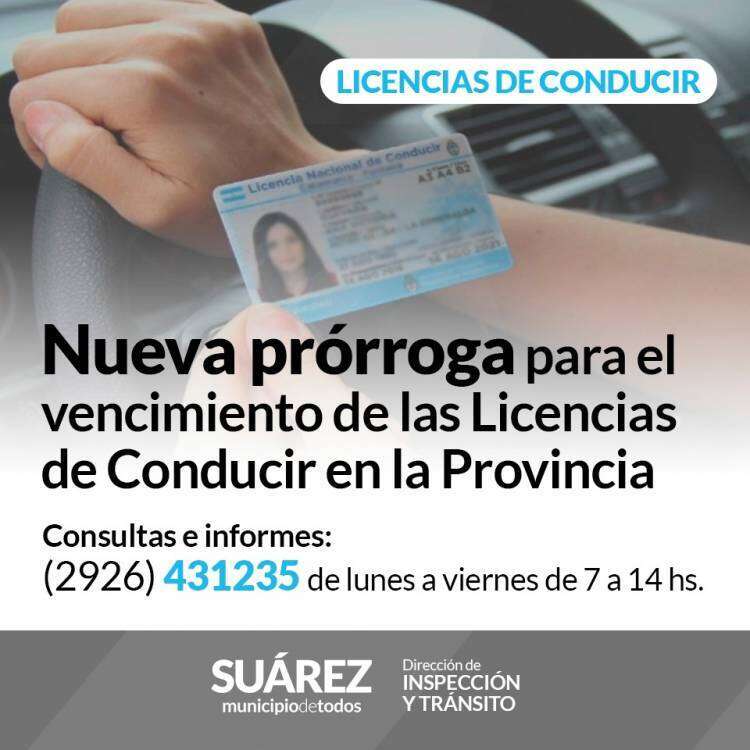 Nueva prórroga para el vencimiento de las Licencias de Conducir en la Provincia