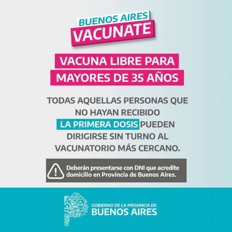 Vacuna libre para mayores de 35 años