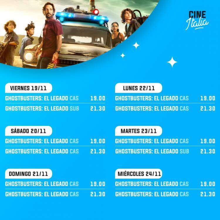 Cartelera del Cine Italia para este fin de semana