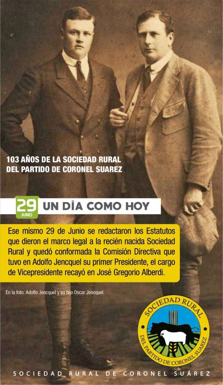 103 AÑOS DE LA SOCIEDAD RURAL DEL PARTIDO DE CORONEL SUAREZ