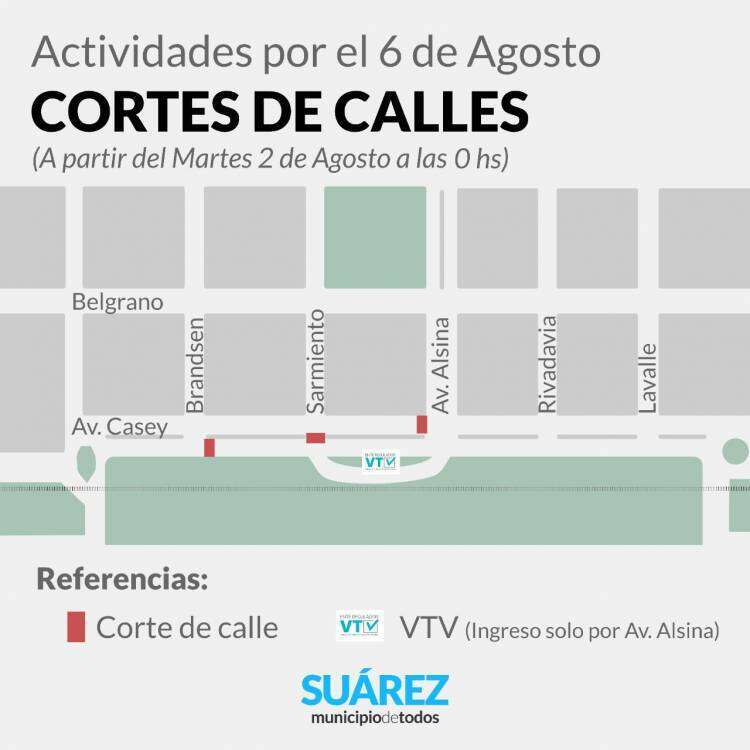 Actividades por el 6 de Agosoto - cortes de calles