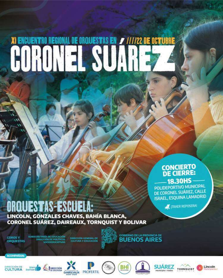 XI Encuentro Regional de Orquestas Escuelas: Coronel Suárez será sede de un evento que congregará a más de 350 músicos