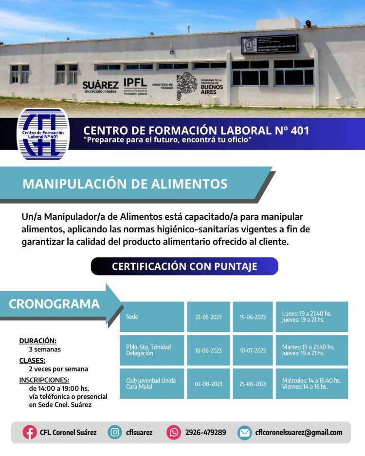 Centro de Formación Laboral N° 401: Conocé los CURSOS GRATUITOS con CERTIFICACIÓN LABORAL