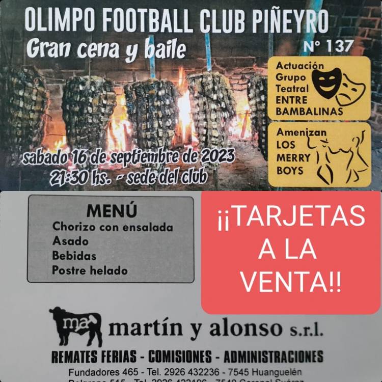 Gran cena y baile de Olimpo Football Club de Piñeyro