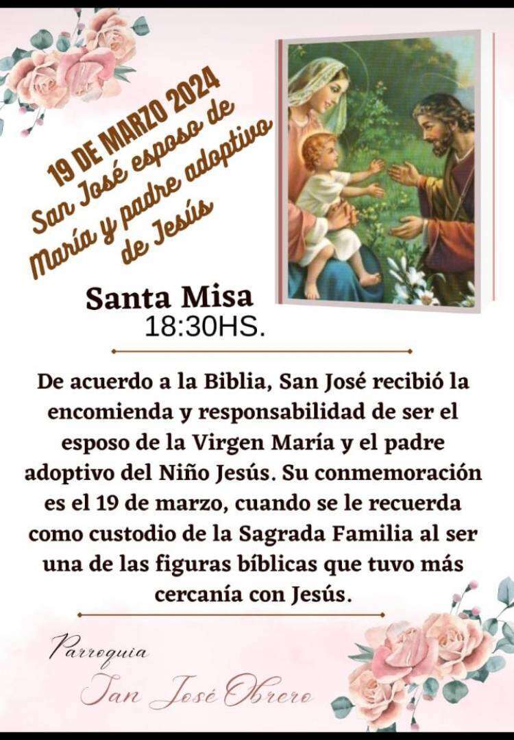 Solemnidad de San José, esposo de María y padre adoptivo de Jesús