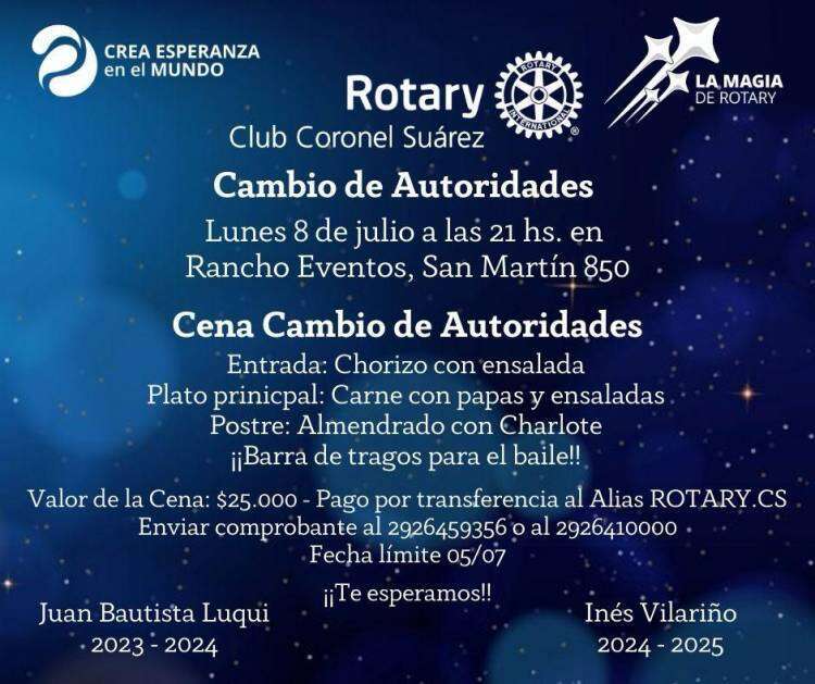 Cena cambio autoridades del Rotary Club Coronel Suárez