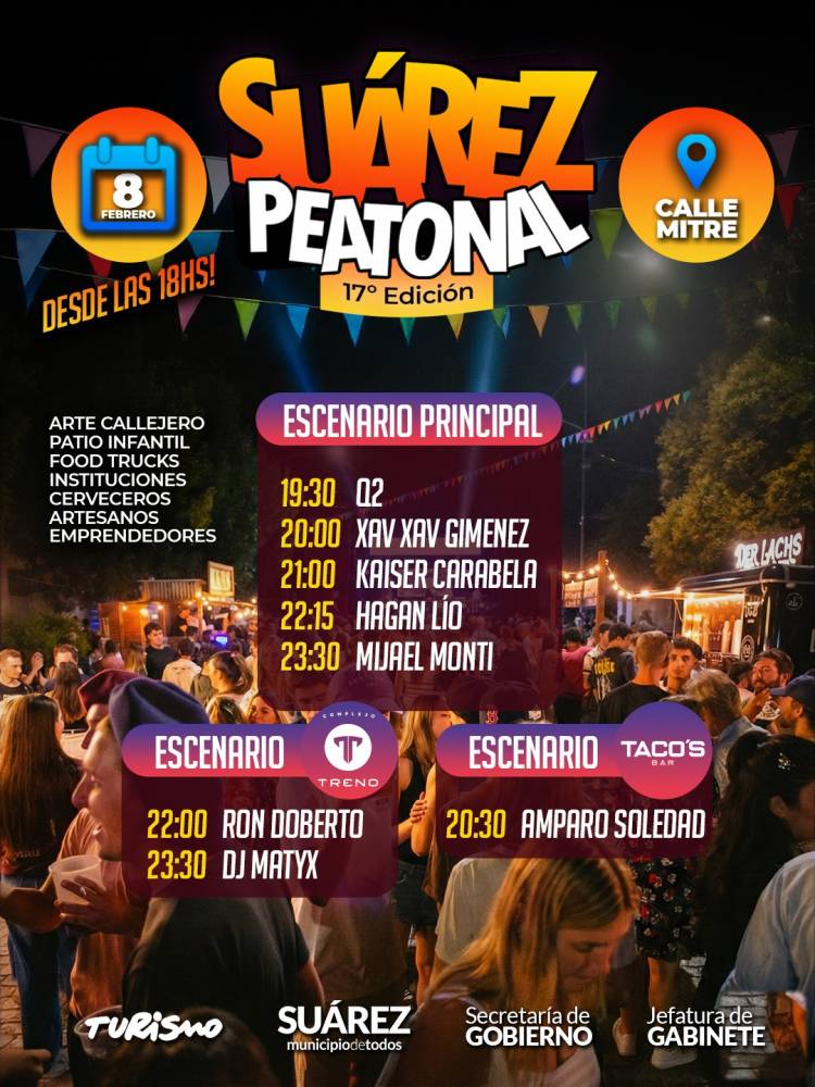 Este domingo el centro de la ciudad se transforma en una gran fiesta con Suárez Peatonal