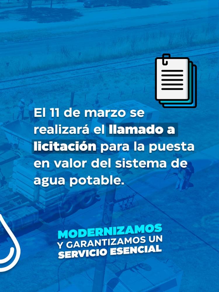 Paso clave para una obra histórica: el Intendente Moccero anunció la licitación del sistema de agua potable