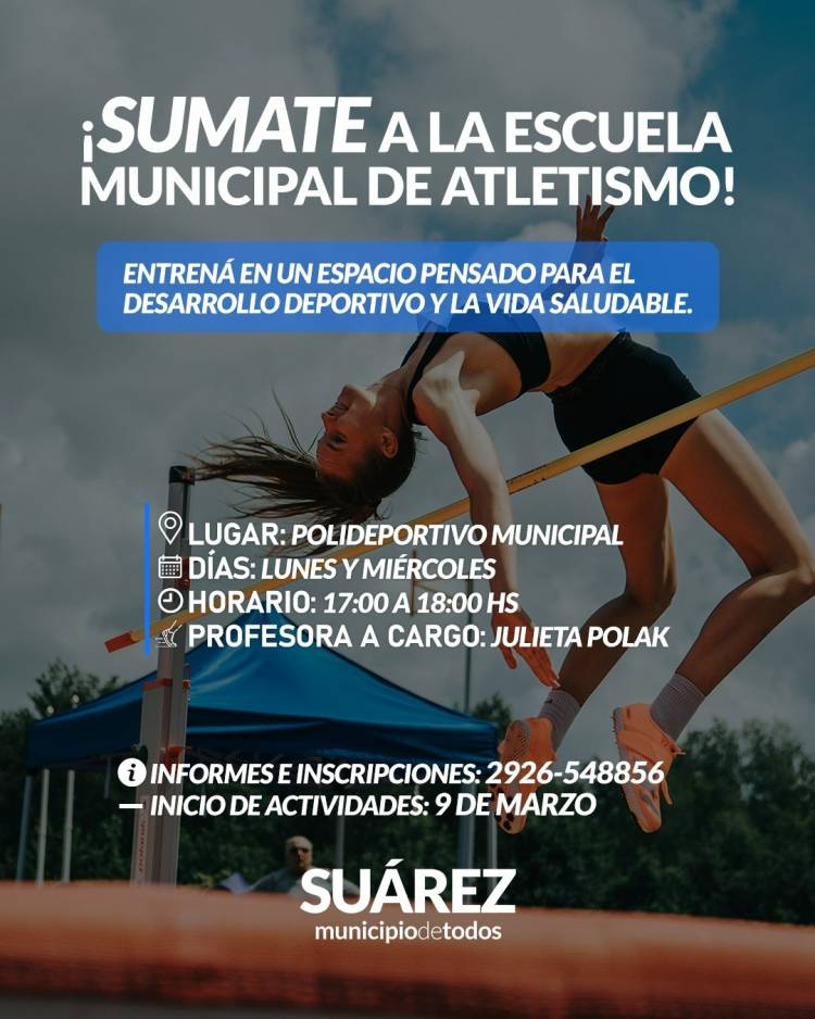 Sumate a la Escuela Municipal de Atletismo y entrená en un espacio pensado para el desarrollo deportivo y la vida saludable.
