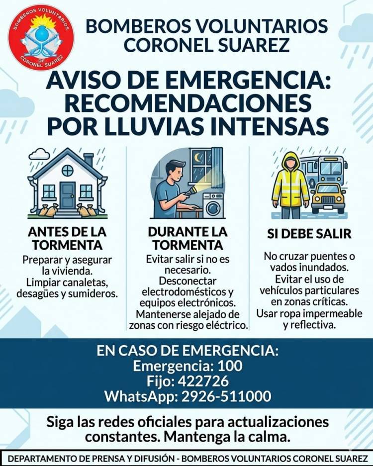 Comunicado de los Bomberos Voluntarios de Coronel Suárez