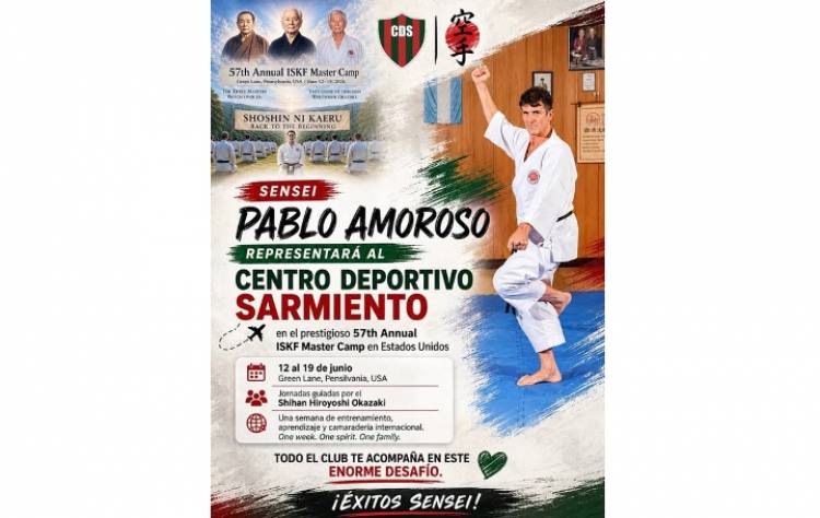 Pablo Amoroso, en el podio da la instrucción mundial de Karate “Es preferible tener diez buenas personas y no un campeón mundial”