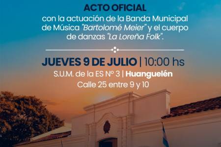 Huanguelén será sede del acto oficial por el 9 de julio
