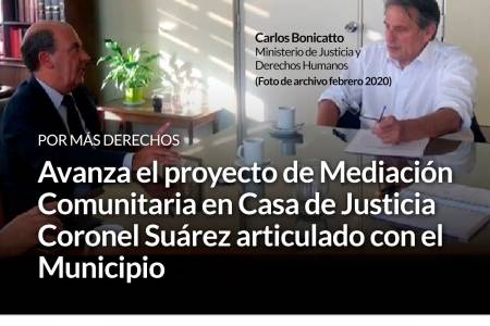 Avanza el proyecto de Mediación Comunitaria en Casa de Justicia Coronel Suárez articulado con el Municipio