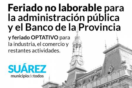 6 de agosto: feriado no laborable para la administración pública y el banco de la provincia