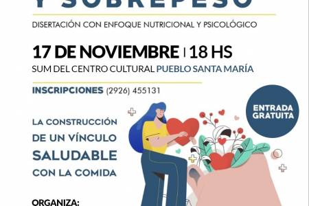 Charla abierta y gratuita sobre obesidad y sobrepeso en el sum del Centro Cultural de Santa María