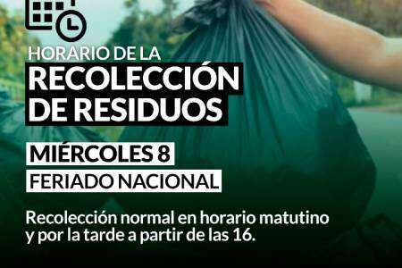 Horario de la recolección de residuos el 8 de diciembre