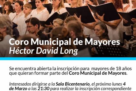 Coro Municipal de Mayores “Héctor David Long”: Comienzan las actividades