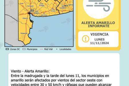 El SMN emitió alerta meteorológica por vientos este lunes