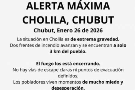 ALERTA MÁXIMA CHOLILA, CHUBUT