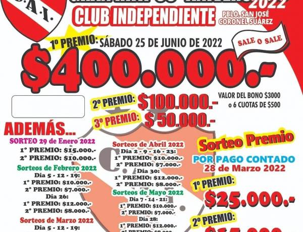 Club Independiente sale a la calle con su rifa 83° aniversario