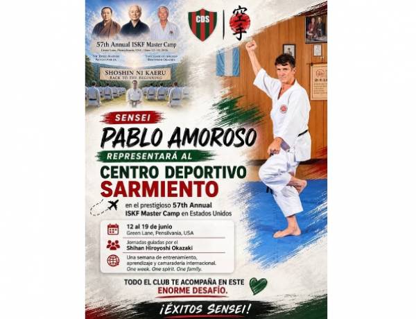Pablo Amoroso, en el podio da la instrucción mundial de Karate “Es preferible tener diez buenas personas y no un campeón mundial”