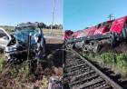 Impresionante choque: una camioneta impactó contra un tren