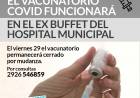 Desde el lunes 2 de mayo el vacunatorio COVID funcionará en el ex buffet del Hospital Municipal