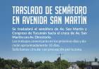 Tránsito: traslado de semáforo en avenida San Martín